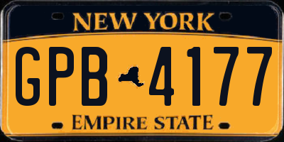 NY license plate GPB4177