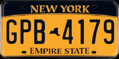 NY license plate GPB4179