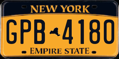 NY license plate GPB4180
