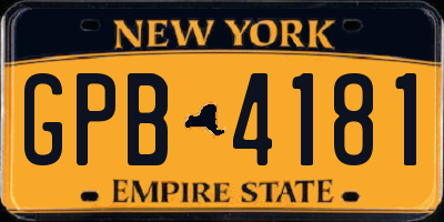 NY license plate GPB4181