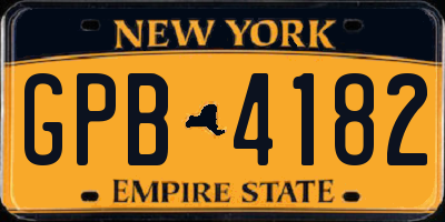 NY license plate GPB4182