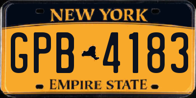 NY license plate GPB4183