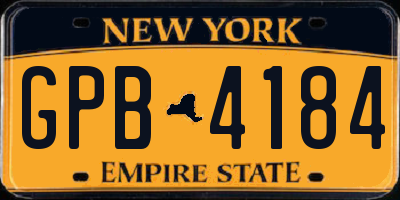 NY license plate GPB4184