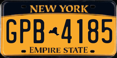 NY license plate GPB4185