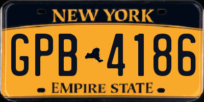 NY license plate GPB4186