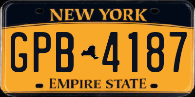NY license plate GPB4187