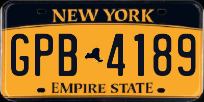 NY license plate GPB4189