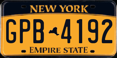 NY license plate GPB4192