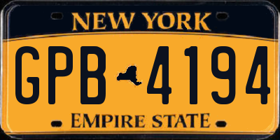 NY license plate GPB4194