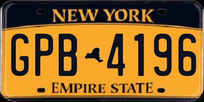 NY license plate GPB4196