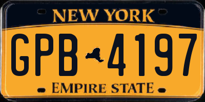 NY license plate GPB4197