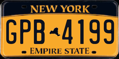 NY license plate GPB4199