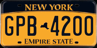 NY license plate GPB4200