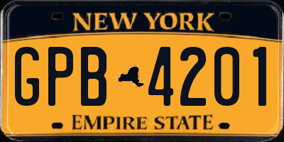 NY license plate GPB4201