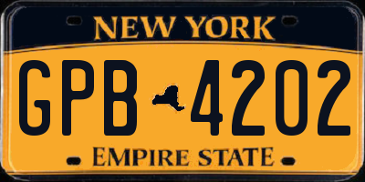 NY license plate GPB4202