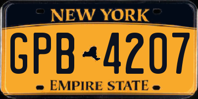 NY license plate GPB4207