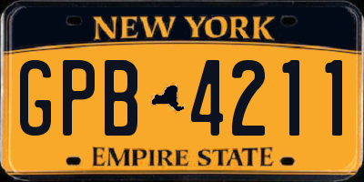 NY license plate GPB4211