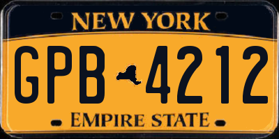 NY license plate GPB4212