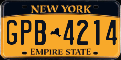 NY license plate GPB4214