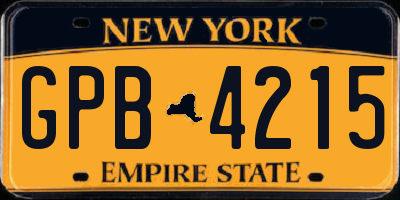 NY license plate GPB4215