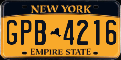 NY license plate GPB4216