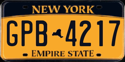NY license plate GPB4217