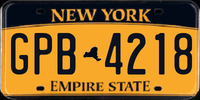 NY license plate GPB4218