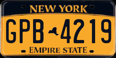 NY license plate GPB4219