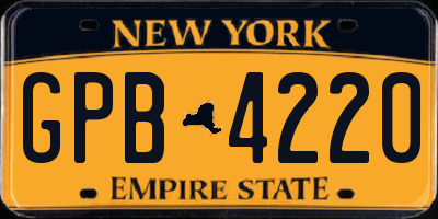 NY license plate GPB4220