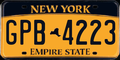 NY license plate GPB4223