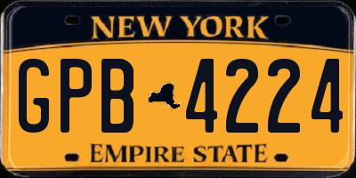 NY license plate GPB4224