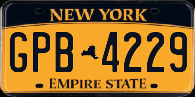 NY license plate GPB4229