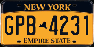 NY license plate GPB4231