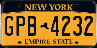 NY license plate GPB4232