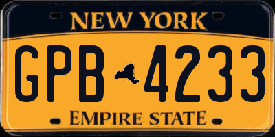 NY license plate GPB4233