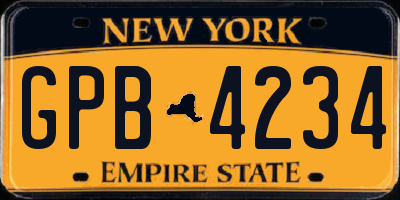 NY license plate GPB4234