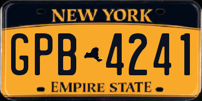 NY license plate GPB4241