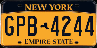 NY license plate GPB4244