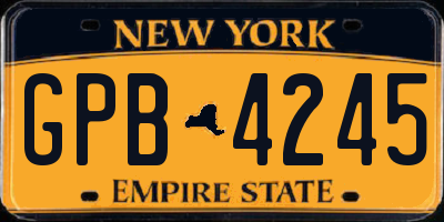 NY license plate GPB4245