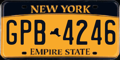 NY license plate GPB4246