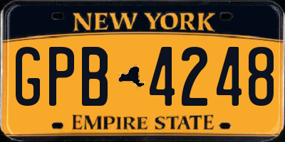 NY license plate GPB4248
