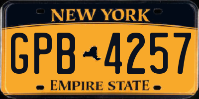 NY license plate GPB4257