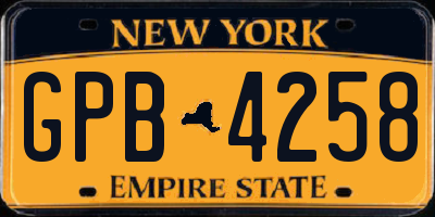 NY license plate GPB4258