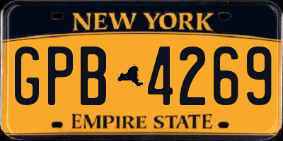 NY license plate GPB4269