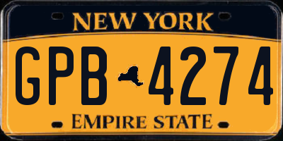 NY license plate GPB4274