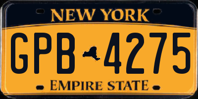 NY license plate GPB4275