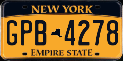 NY license plate GPB4278