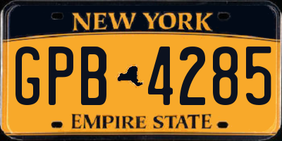 NY license plate GPB4285
