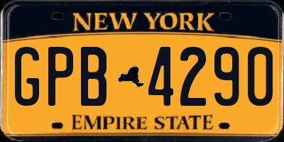 NY license plate GPB4290