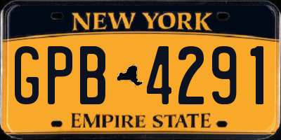 NY license plate GPB4291